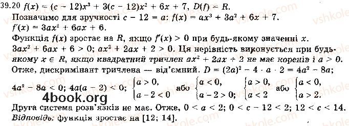 Вправа 39.20 алгебра 10 клас Мерзляк Полонський Номіровський 2018