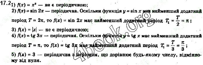 Вправа 17.2 алгебра 10 клас Нелін 2018