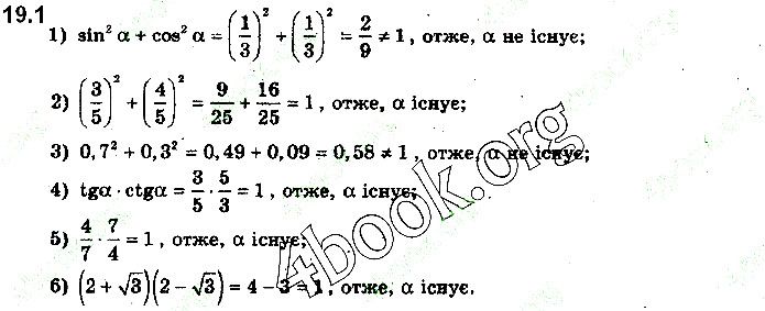 Вправа 19.1 алгебра 10 клас Нелін 2018