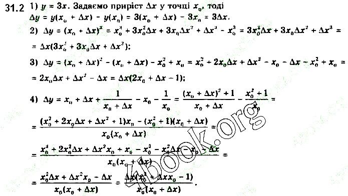 Вправа 31.2 алгебра 10 клас Нелін 2018
