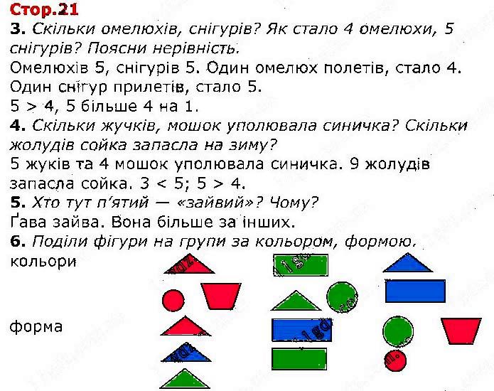 Сторінка 21 математика 1 клас Лишенко Тарнавська НУШ 2018