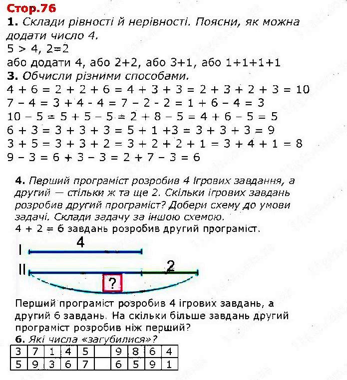 Сторінка 76 математика 1 клас Лишенко Тарнавська НУШ 2018