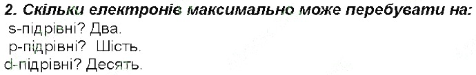 Контрольне запитання 2 § 13. Розподіл електронів в електронній оболонці атомів хімія 8 клас Григорович 2016