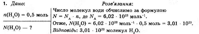 Вправа 1§ 24. Кількість речовини. Моль хімія 8 клас Григорович 2016