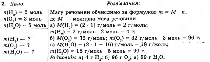 Вправа 2§ 25. Молярна маса хімія 8 клас Григорович 2016