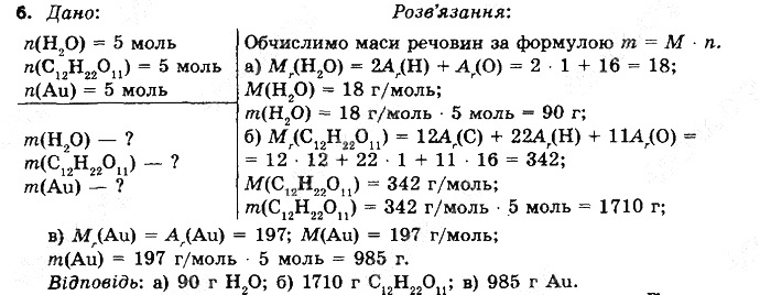 Вправа 6§ 25. Молярна маса хімія 8 клас Григорович 2016