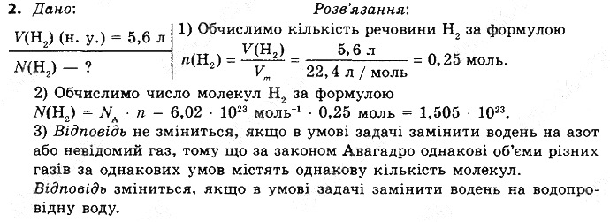 Вправа 2§ 26. Молярний об’єм хімія 8 клас Григорович 2016