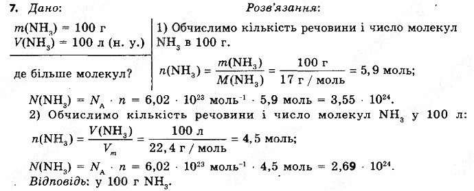 Вправа 7§ 26. Молярний об’єм хімія 8 клас Григорович 2016