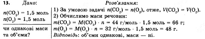 Вправа 13§ 26. Молярний об’єм хімія 8 клас Григорович 2016