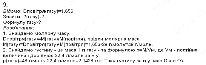 Вправа 9§ 27. Відносна густина газів хімія 8 клас Григорович 2016