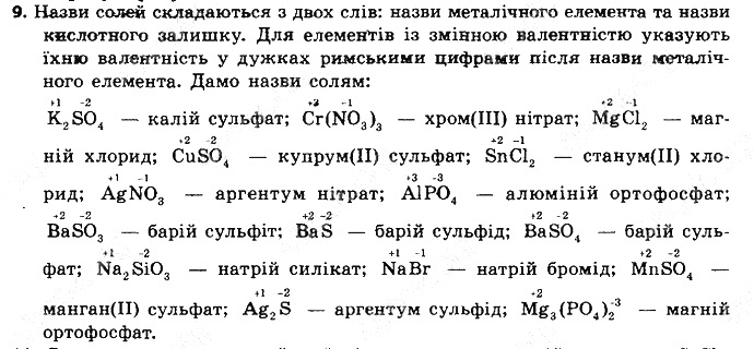 Вправа 9 § 28. Класи неорганічних сполук хімія 8 клас Григорович 2016