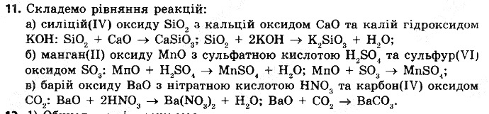 Вправа 11 § 30. Хімічні властивості оксидів хімія 8 клас Григорович 2016