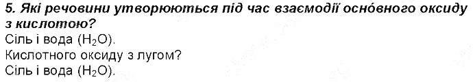 Контрольне запитання 5 § 30. Хімічні властивості оксидів хімія 8 клас Григорович 2016