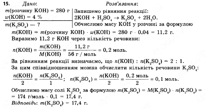 Вправа 15 § 33. Хімічні властивості лугів хімія 8 клас Григорович 2016