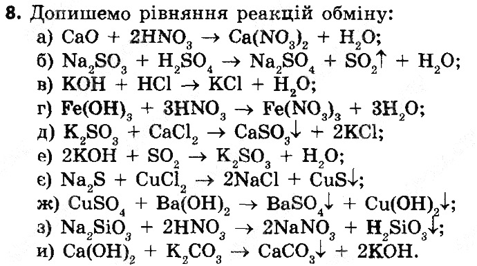Вправа 8 § 38. Хімічні властивості солей хімія 8 клас Григорович 2016