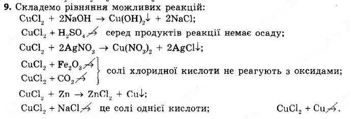 Вправа 9 § 38. Хімічні властивості солей хімія 8 клас Григорович 2016