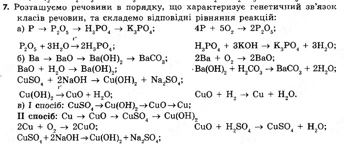 Вправа 7 § 42. Генетичні зв’язки між класами неорганічних сполук хімія 8 клас Григорович 2016