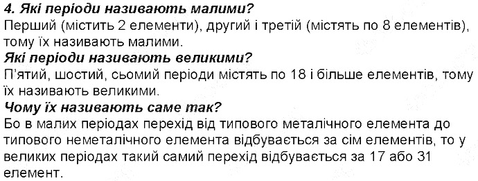 Контрольне запитання 4 § 6. Періодичний закон Д. І. Менделєєва хімія 8 клас Григорович 2016