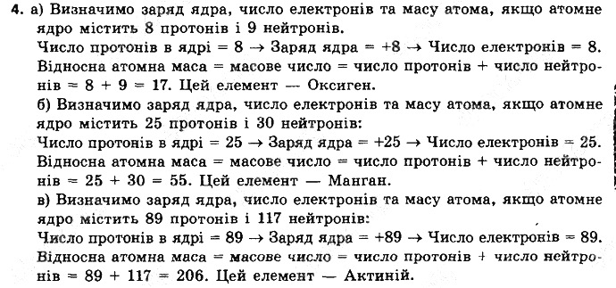 Вправа 4 § 9. Атом: ядро плюс електрони хімія 8 клас Григорович 2016